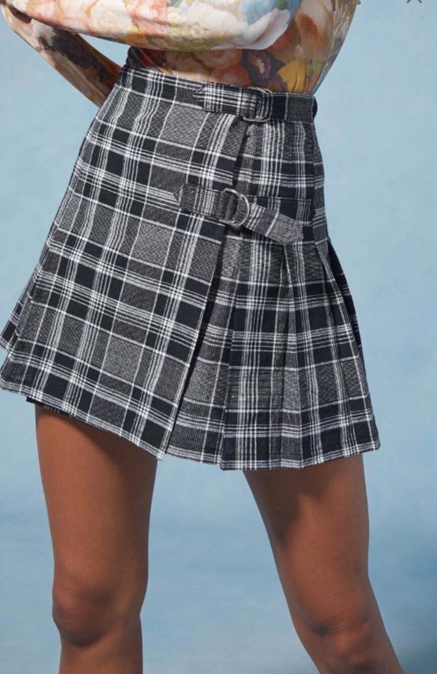 Anna Sui X Urban Outfitter Plaid Wrap Skirt Black White Plaid XS 90’s Goth